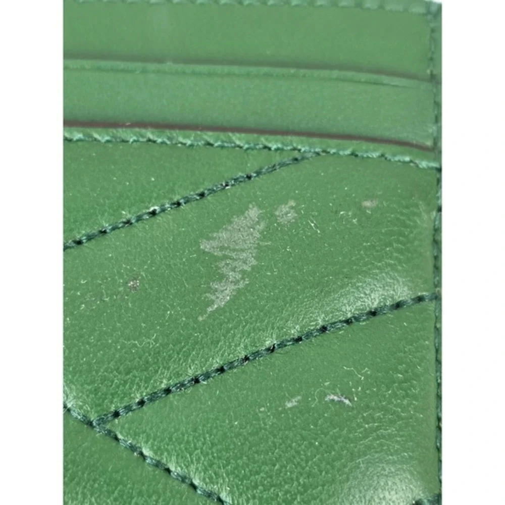 Tory Burch Kira Chevron Card Case Arugula Green Leather Quilted 56815 Brass Logo